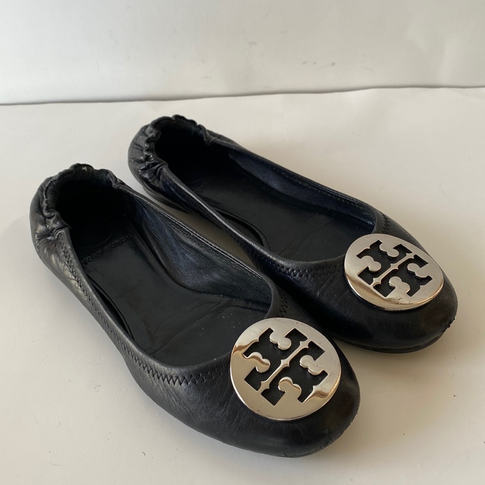 Tory Burch Minnie Travel Ballet Flat -Black/Gold-Sz 6.5 - Picture 1 of 15